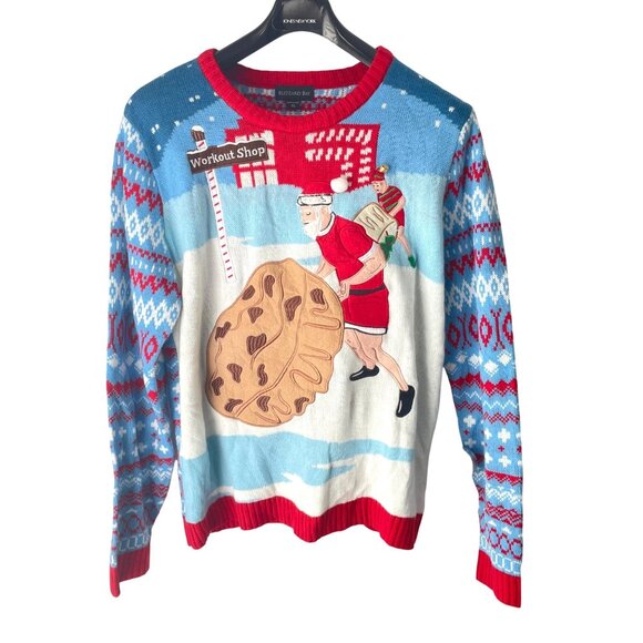 Blizzard Bay Ugly Christmas Sweater Men's XL Embroidered Gym Workout Fitness - Picture 1 of 5